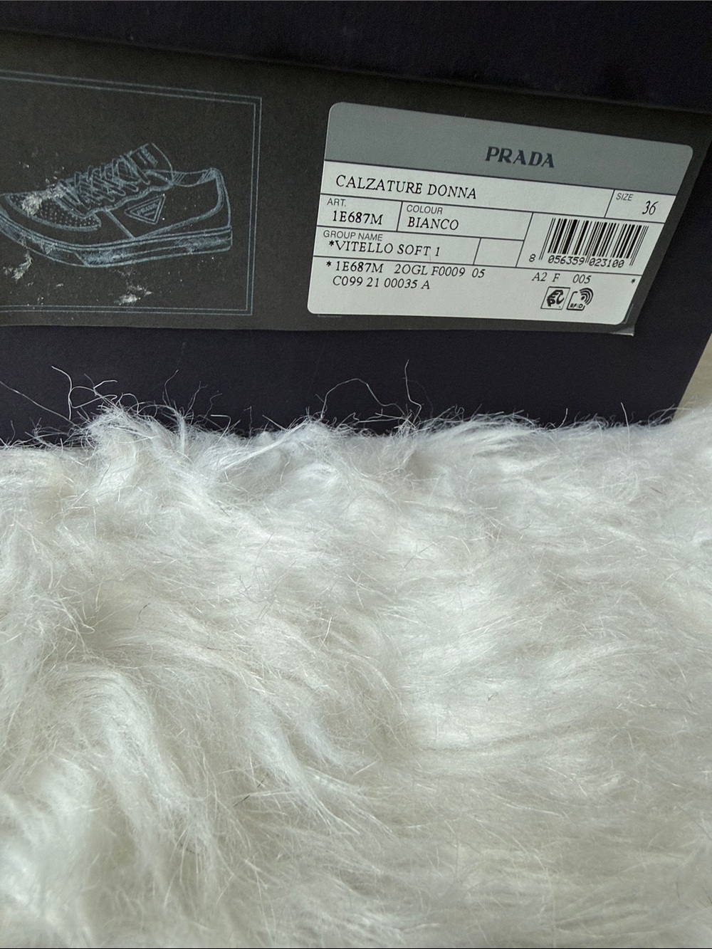 Prada White Leather Low-Top Sneakers with Gum Sole - Picture 2 of 8
